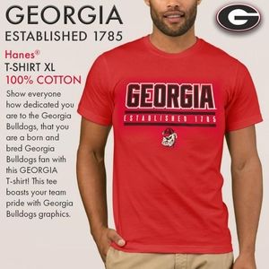 GEORGIA ESTABLISHED 1785 Hanes Red T-SHIRT UGA UNISEX